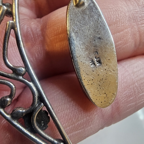 AMAZING Sterling Turquoise Dangle Floral Botanical Pendent .925 Silver Chain - Picture 7 of 10